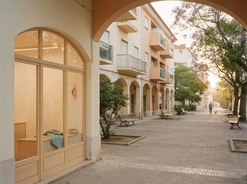 Praça de Telheiras com árvores