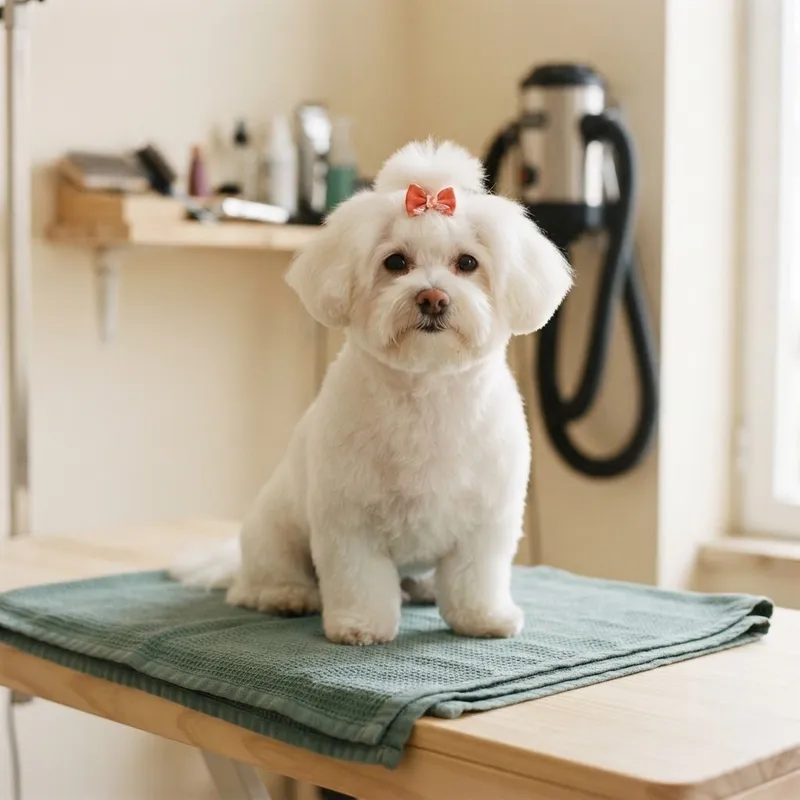 Cão pequeno acabado de tosquiar